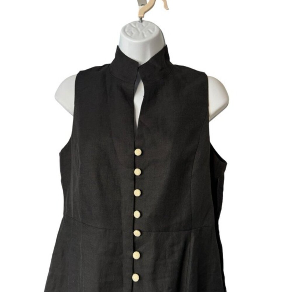 Tuckernuck NEW Black Leighton Linen Sleeveless Button Down Mini Dress Size XS - Picture 5 of 8